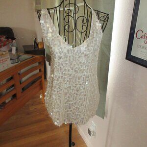 On Twelfth Cream Sequin Spagetti strap top size Small